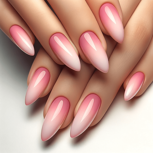 almond nails valentines day pink ombre