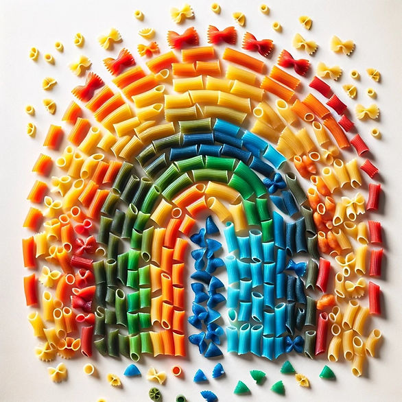 rainbow pasta art