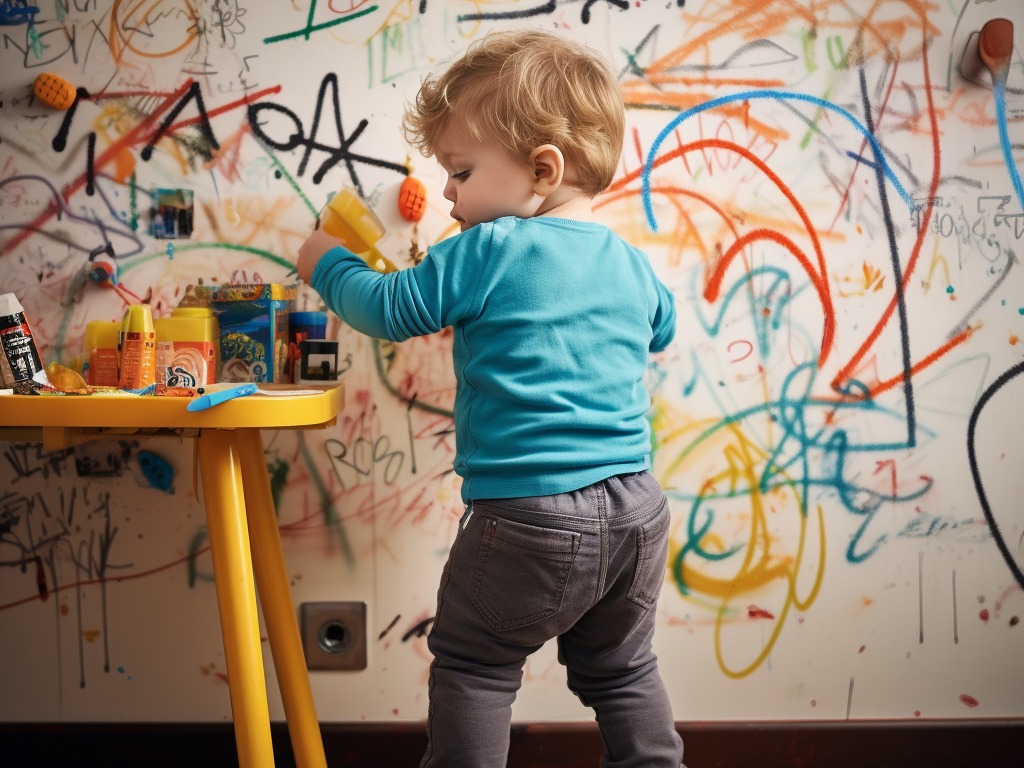 discipline strategies for toddlers - toddler drawing on wall