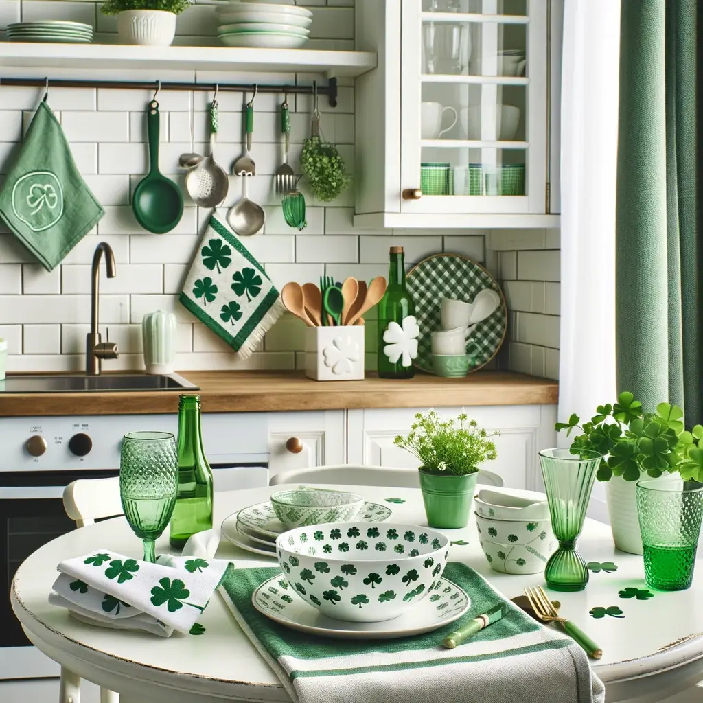 kitchen with green decor for the home