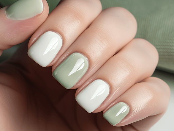alternating shades of light green st. patrick's day nails