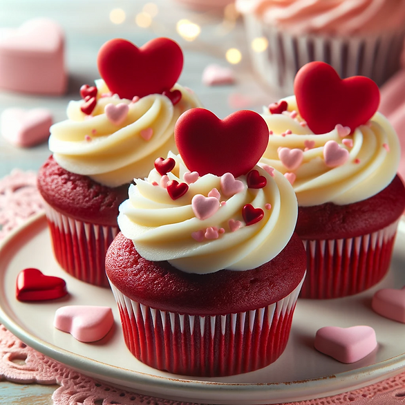 Valentine's Day desserts - cupcakes with hearts