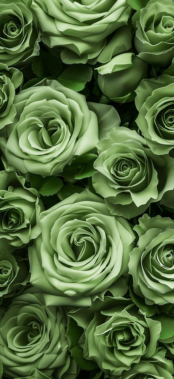  Green Roses in Full Bloom: A lush and vivid wallpaper featuring a bouquet of stunning green roses in full bloom, symbolizing renewal and the vibrant spirit of St. Patrick's Day.