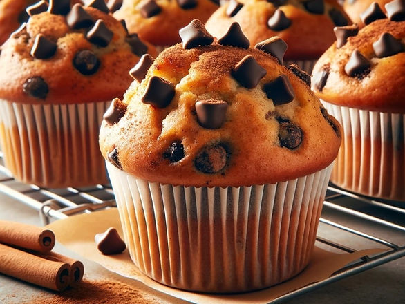 Indulge in homemade cinnamon chocolate chip muffins! This easy recipe delivers delicious, bakery-style muffins right from your kitchen. muffins cooling on a rack