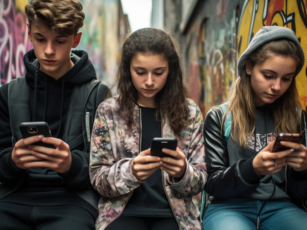 internet safety for teens - three teens on their phones