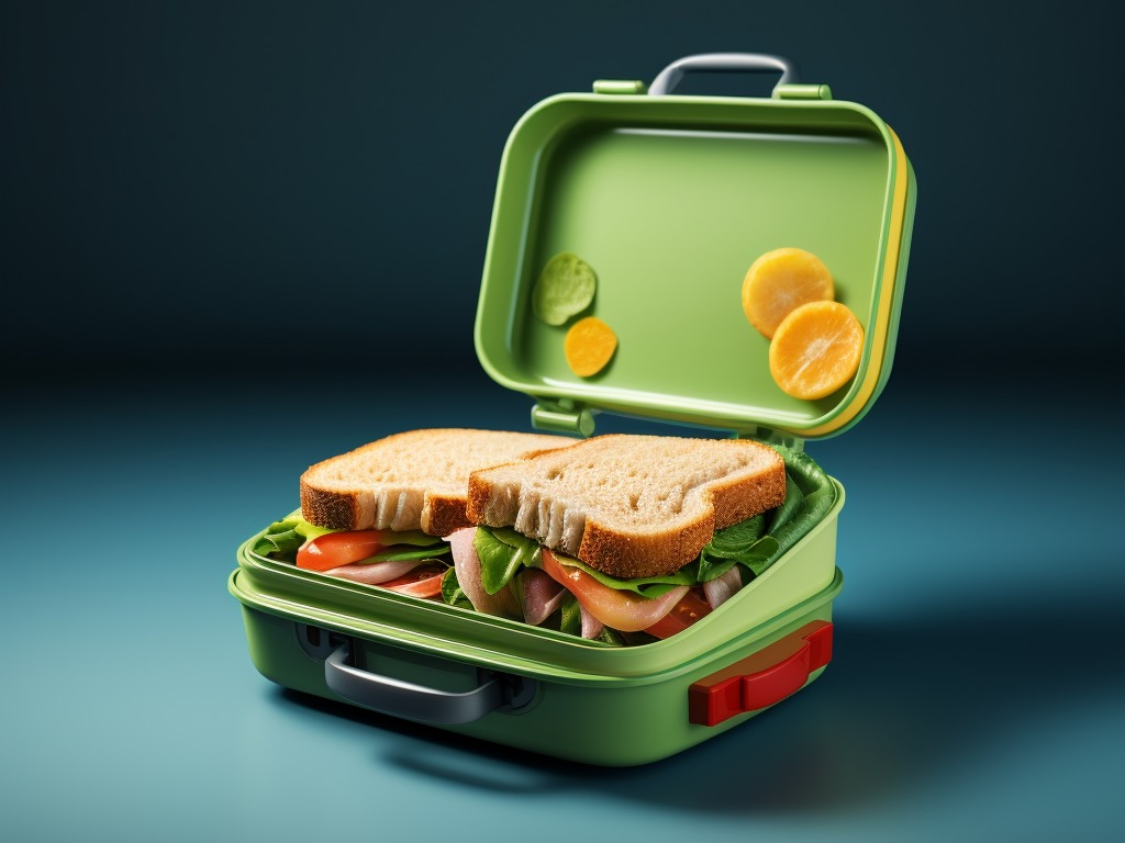 easy and nutritious lunchbox ideas - open plastic lunchbox with healthy sandwich inside