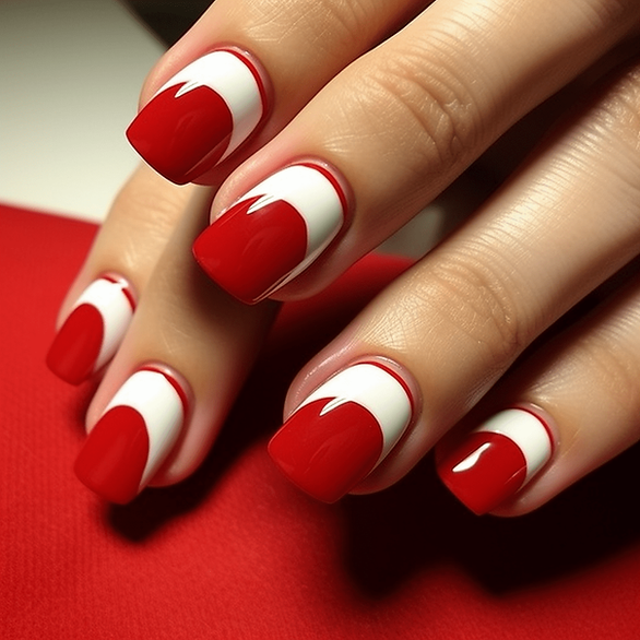 valentines nail art red and white nails