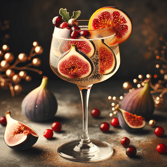 Figgy Sparkler - A sophisticated and fruity cocktail with figs, cranberries, vodka, and prosecco.