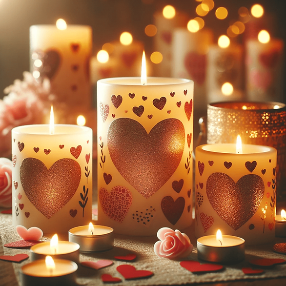 vale ntine crafts for adults candles decorated with various sizes of hearts