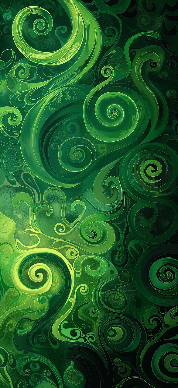 Abstract Green Swirls: A contemporary design with abstract swirls and patterns in various shades of green, offering a modern, artistic take on St. Patrick's Day.