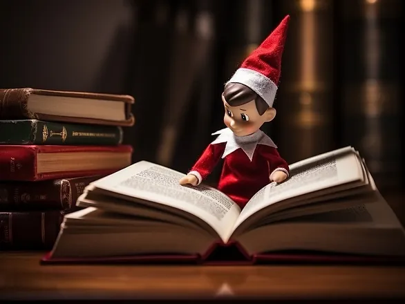 lazy easy elf on the shelf ideas - elf with open book