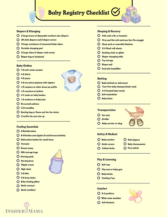 baby registry checklist - infant care checklist