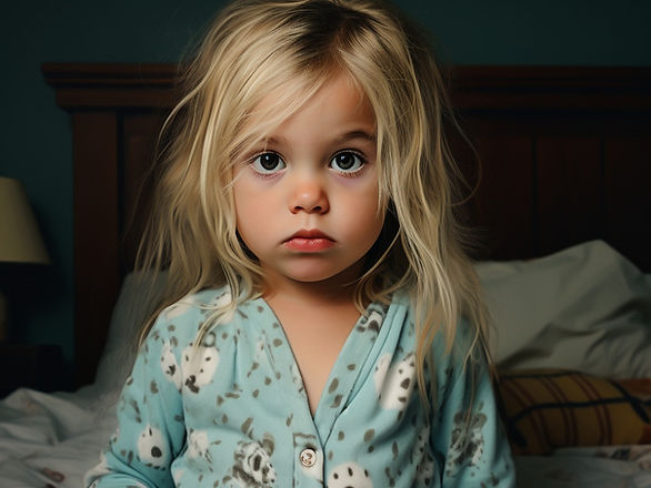 best bedtime routines for toddlers - young girl with messy blonde hair, wearing pajamas