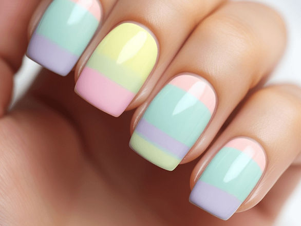 pastel striped Easter nails