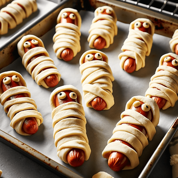 mummy hotdogs with eyes