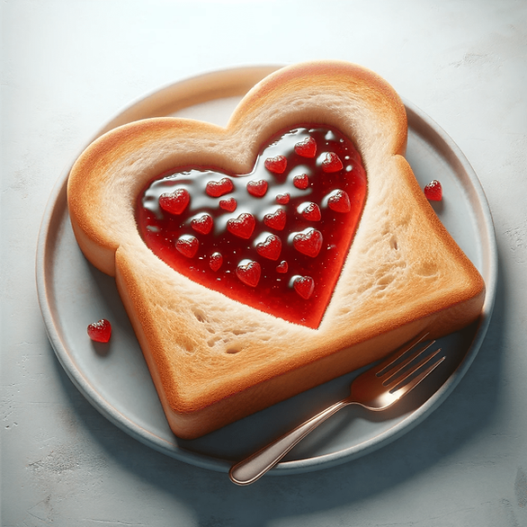 Valentine's Day breakfast ideas - toast with heart jam