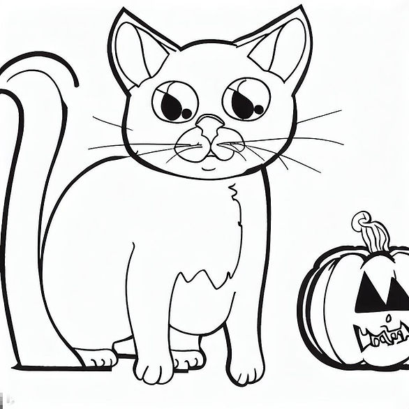free printable halloween coloring pages for kindergarten - cat