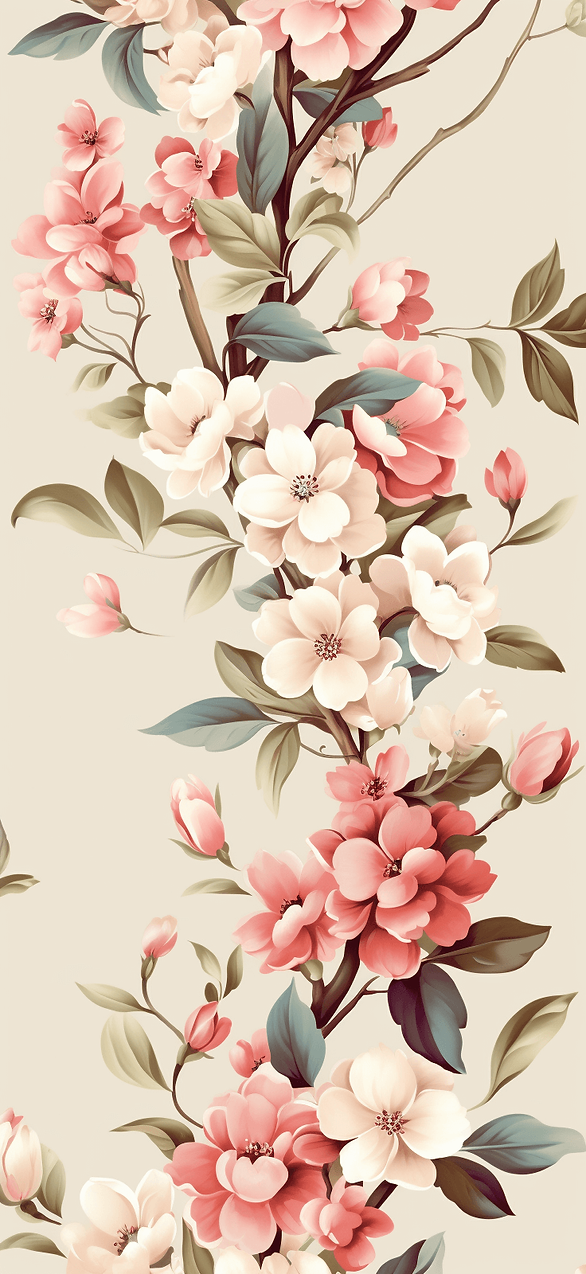 Add elegance to your day with this chic, vintage-inspired floral pattern. A timeless free wallpaper that brings a touch of sophistication.