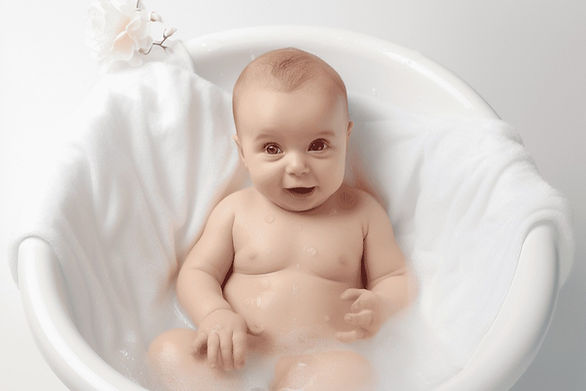 newborn in bath 