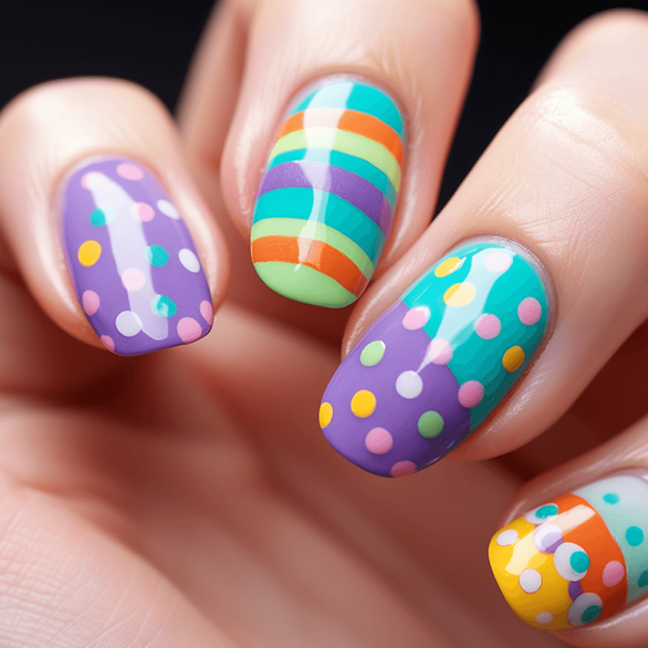 Easter egg design on painted nails