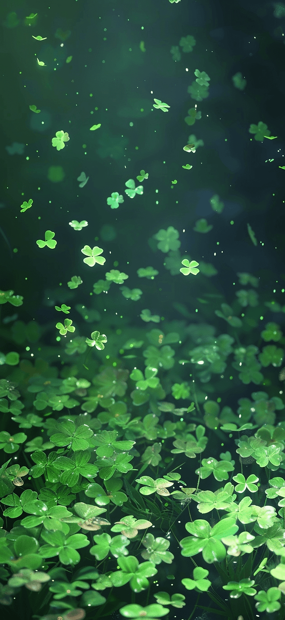 Falling Shamrocks: Animated shamrocks gently falling down the screen, with a few shamrocks changing colors or twinkling to add a dynamic touch. st patricks day iPhone wallpaper