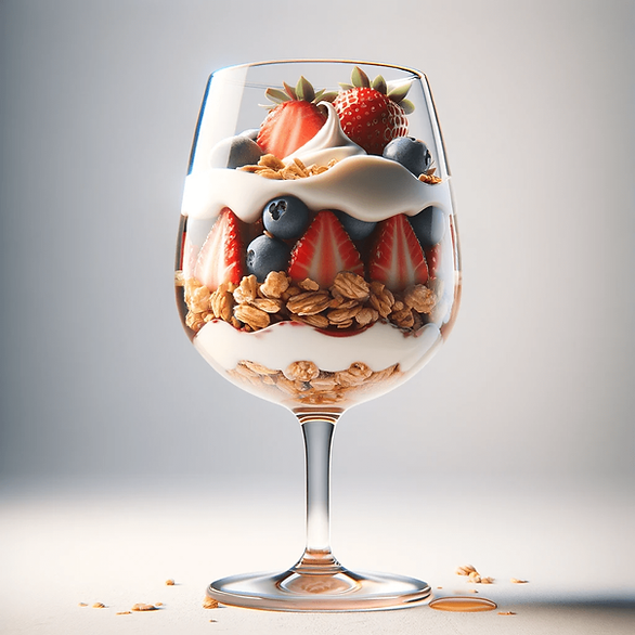 granola and berry wine glass dessert