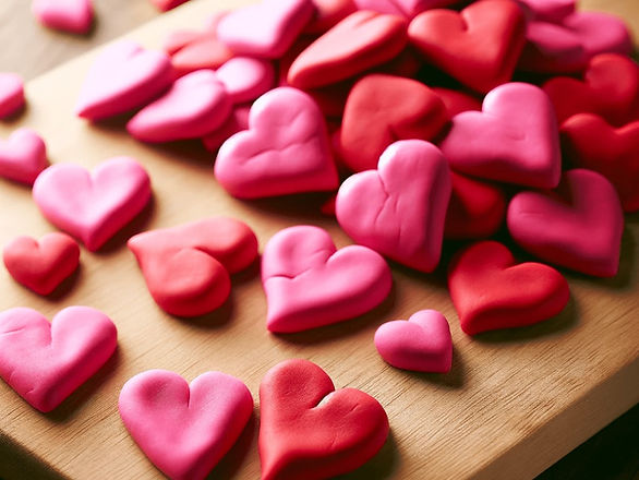pink and red Valentine playdough hearts