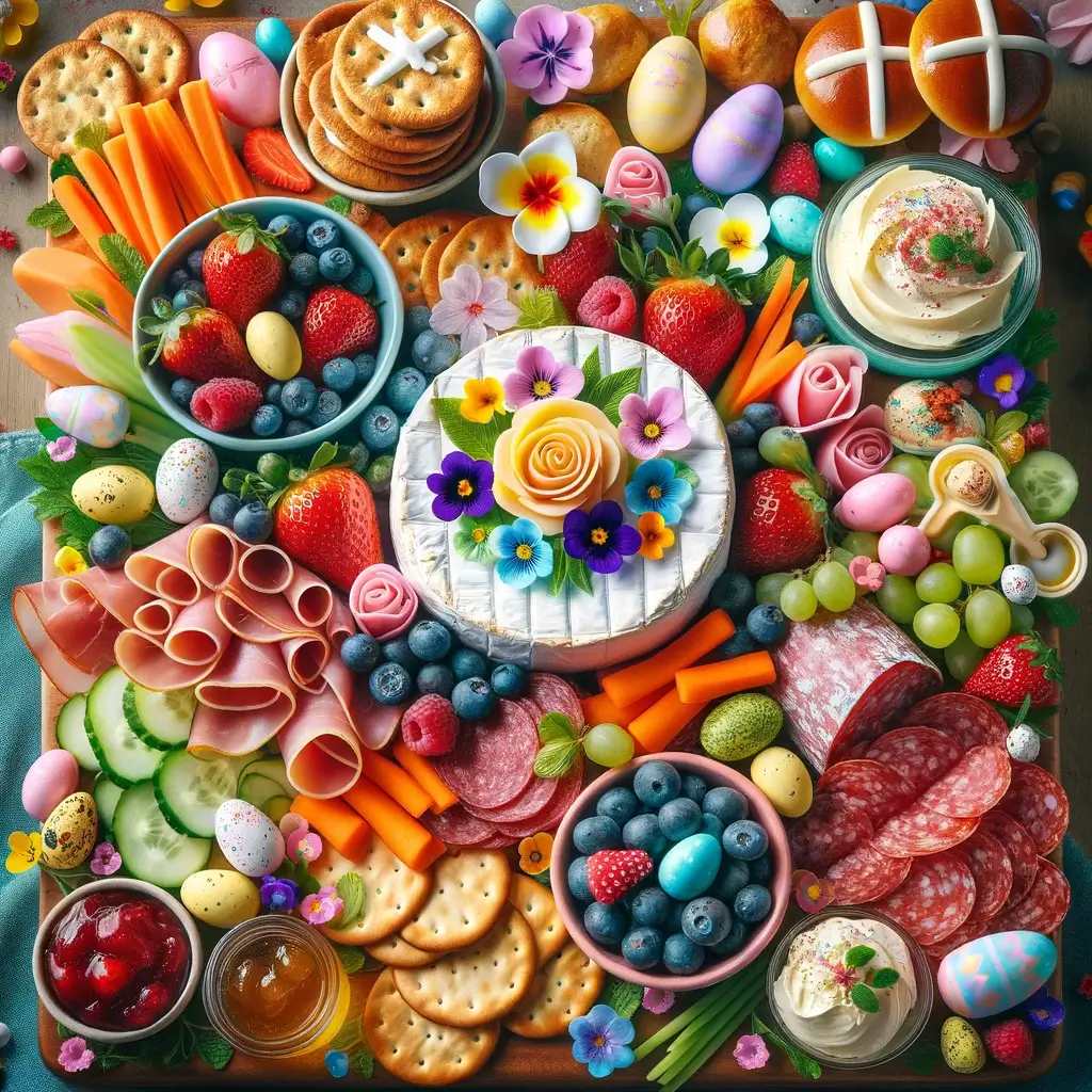 colorful Spring charcuterie spread