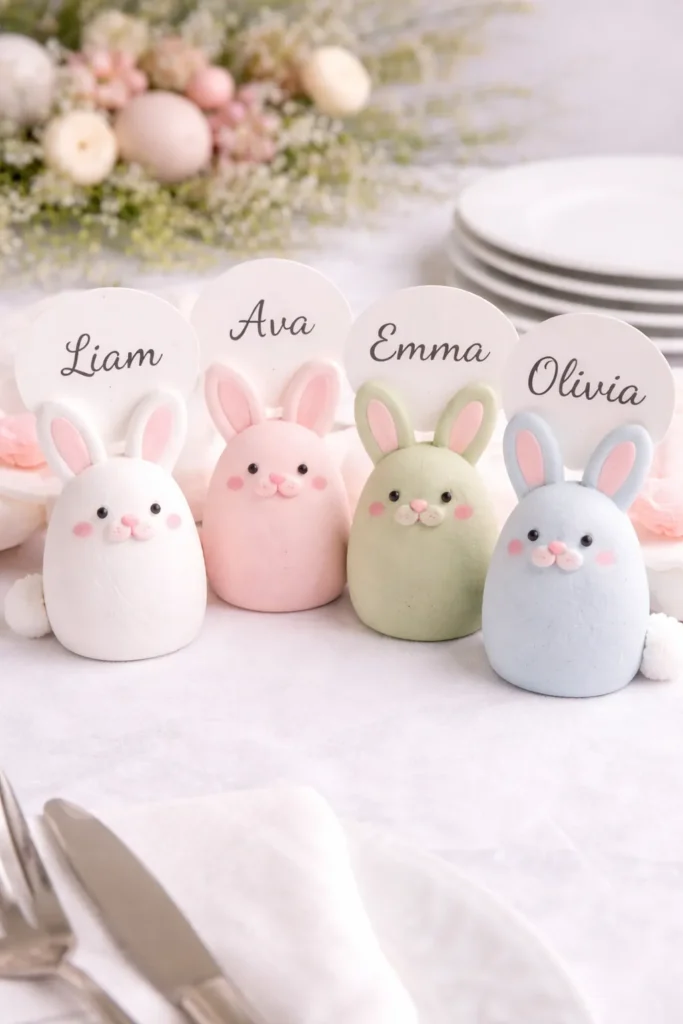 clay pastel bunny place cards