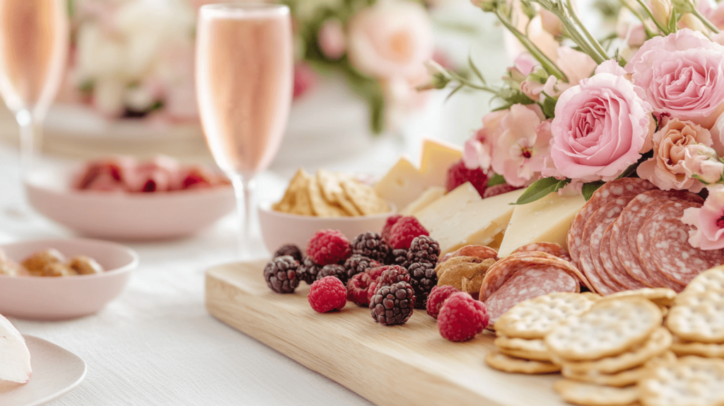 champagne with a small food selection