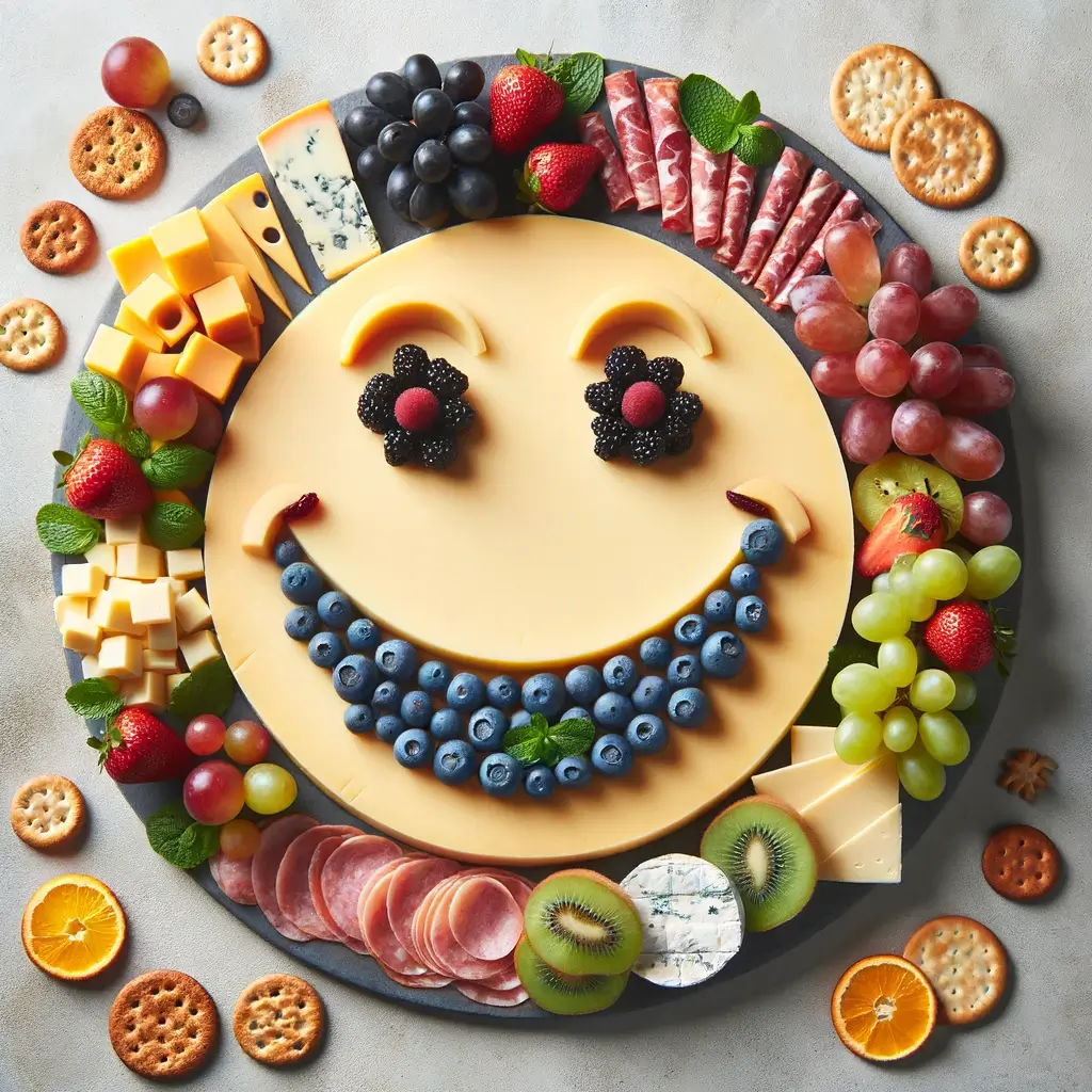 A simple, happy face made from different food items can be a joyful and light-hearted way to celebrate the day.