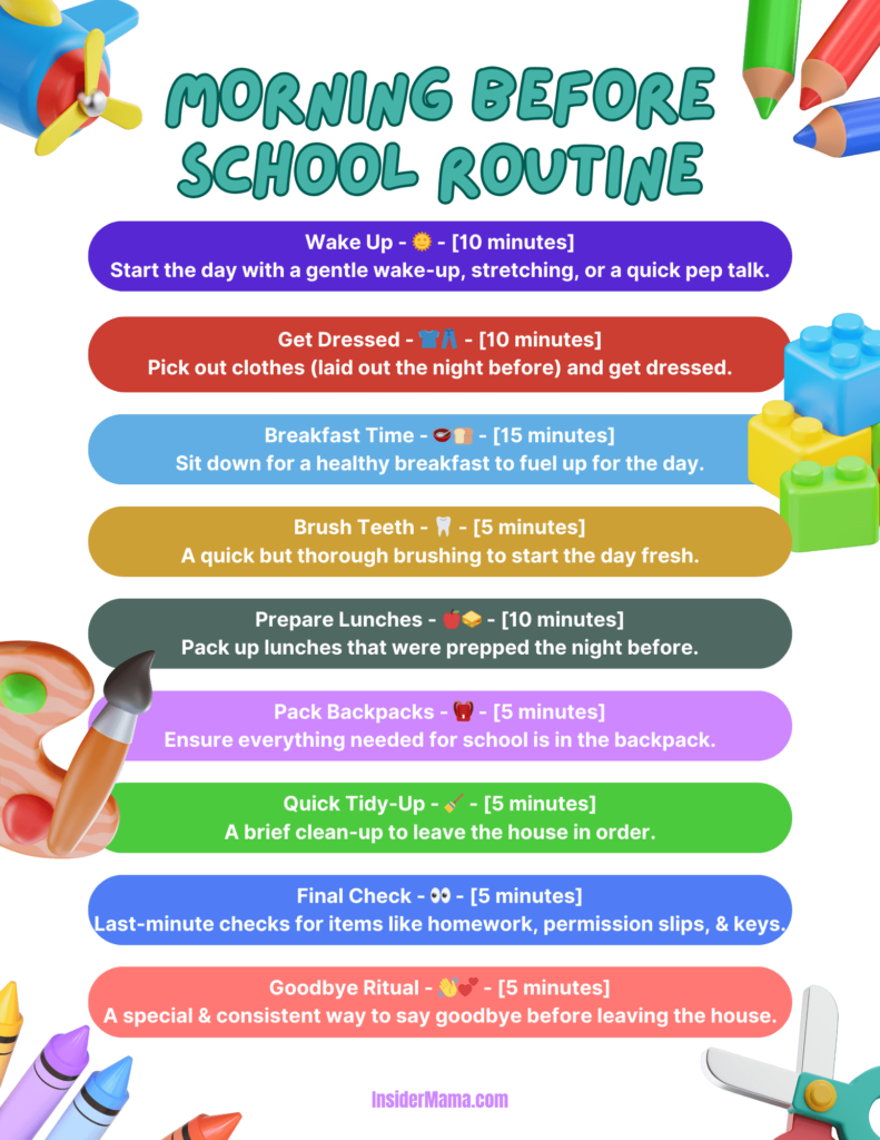 morning before school routine free printable graphic