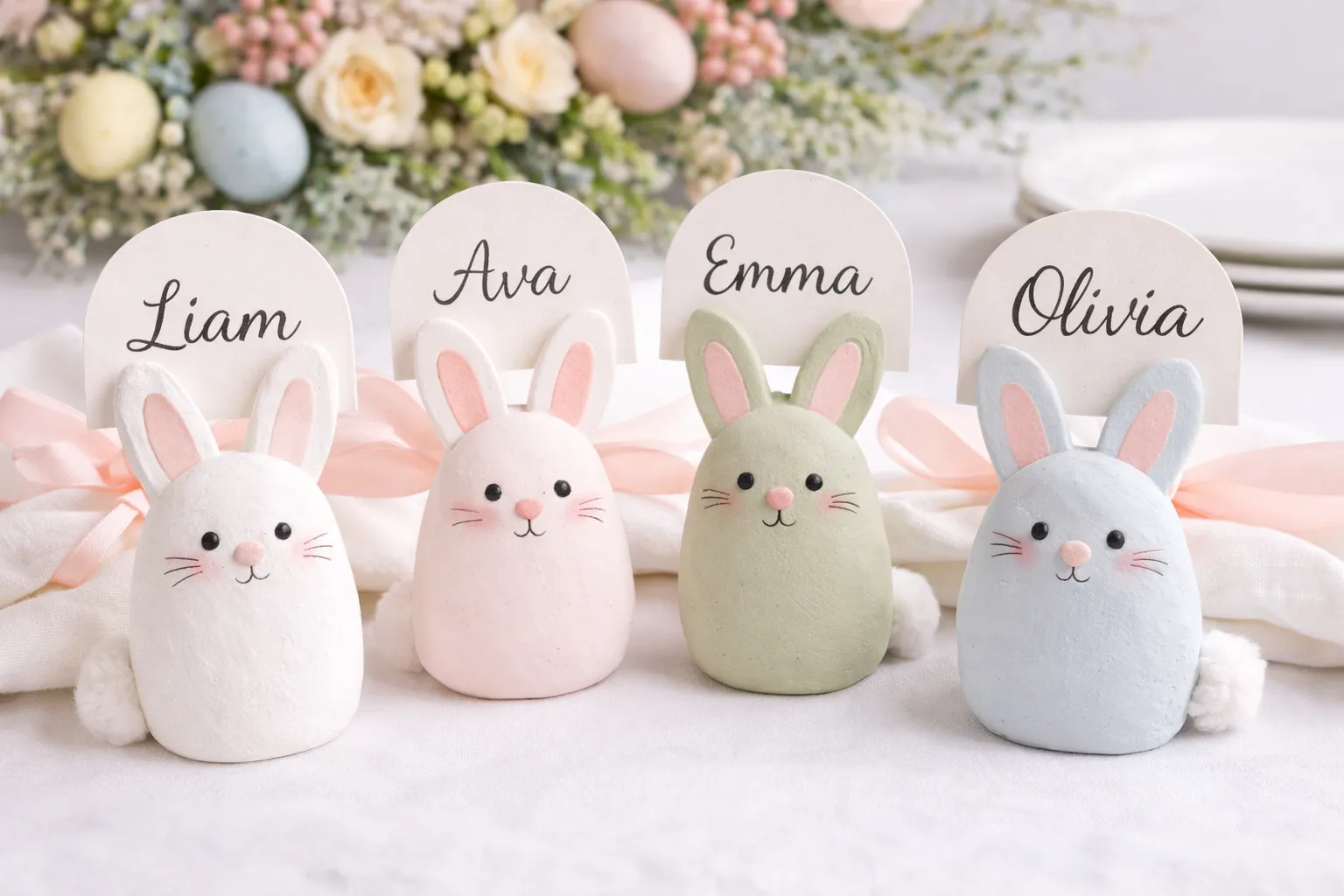 clay bunny place card holders