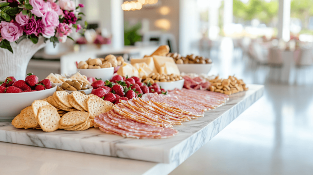 side angle of an Easter charcuterie board