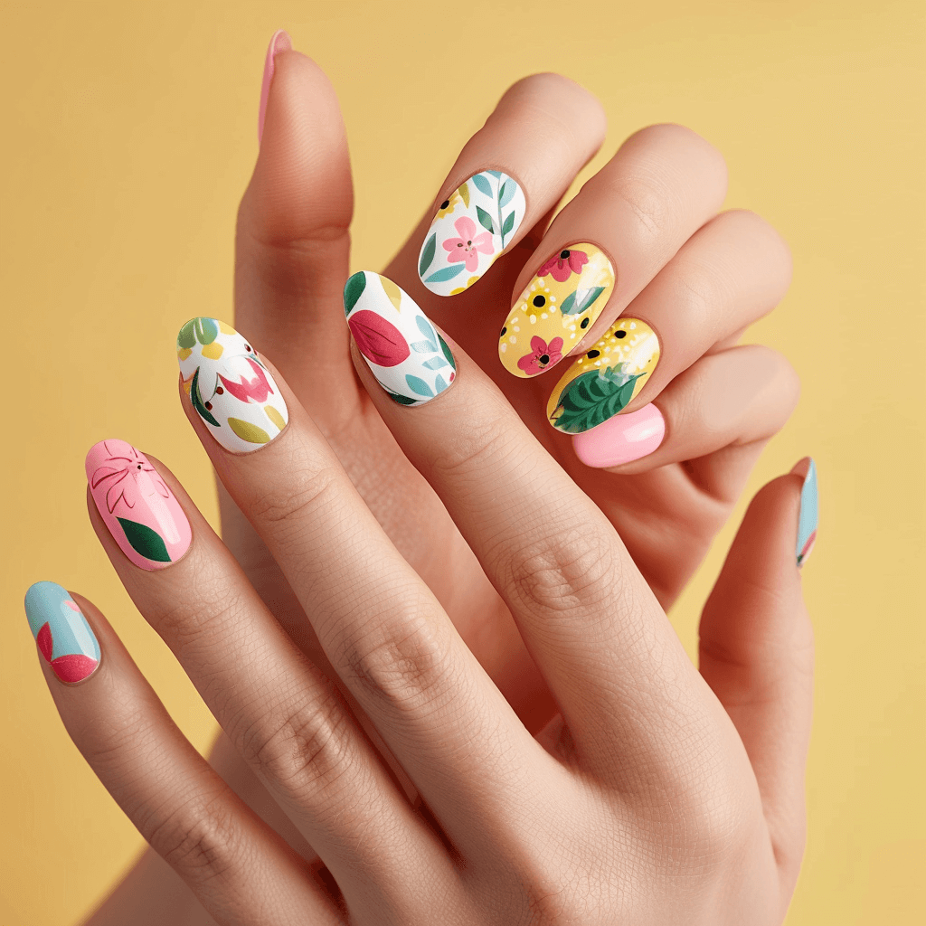 bold patterned nails
