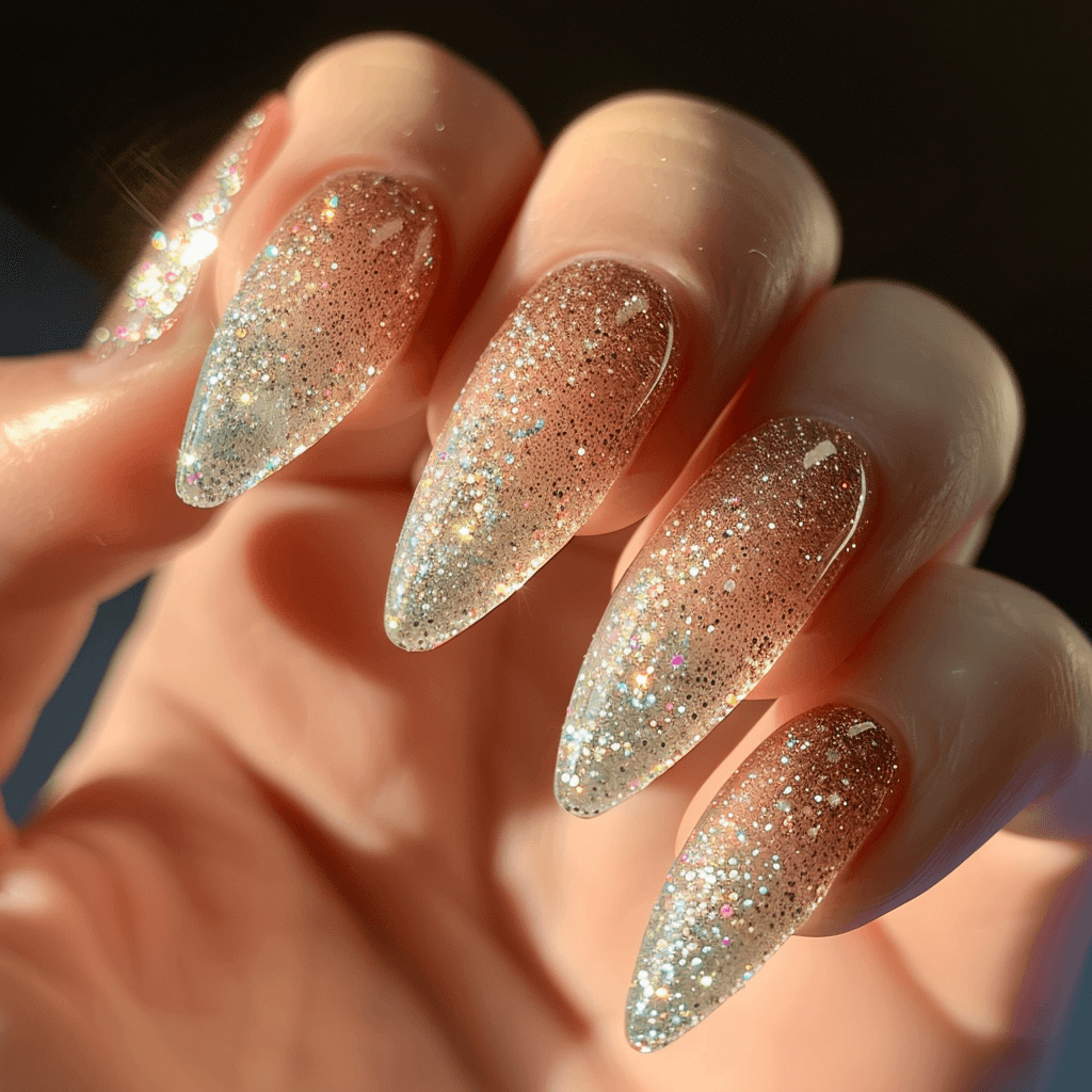 translucent glitter spring nails