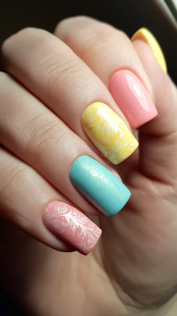 pastel-colored manicure