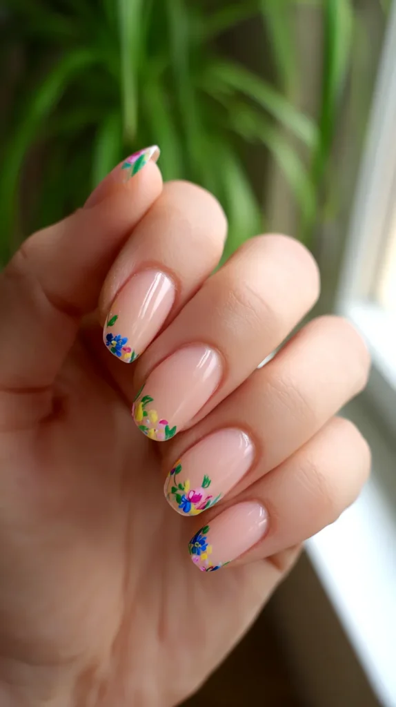 floral French tips