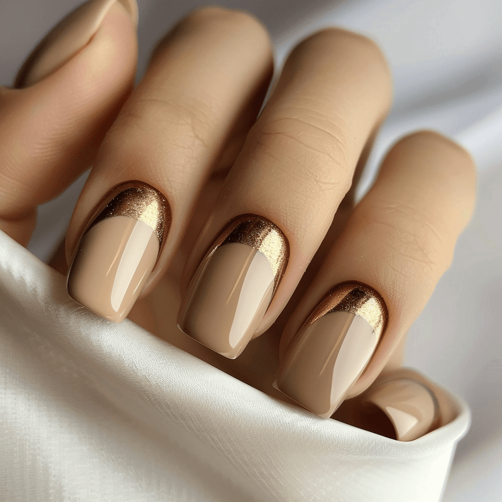 nude and gold manicure
