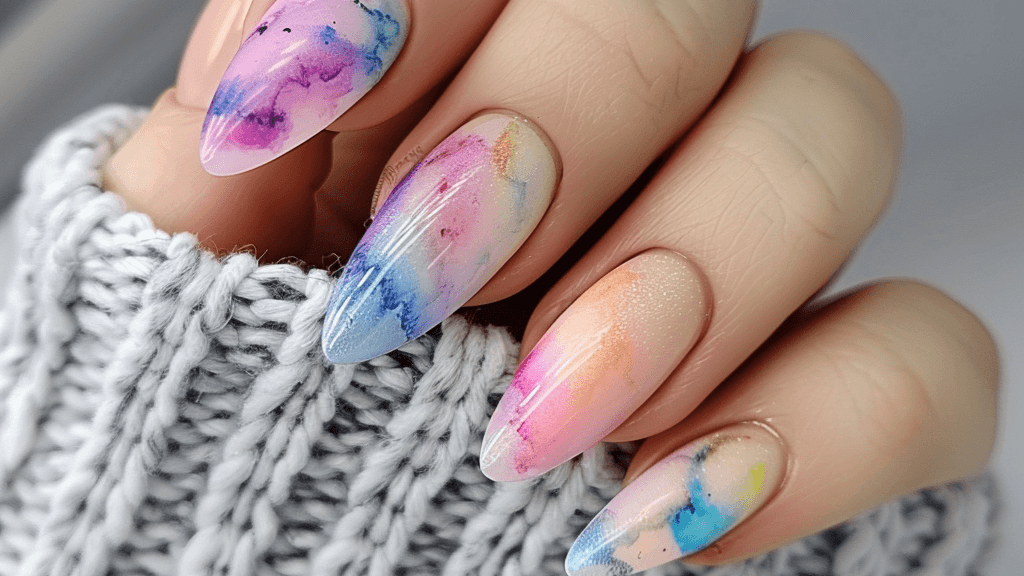 Watercolor nails in pastel shades for Spring