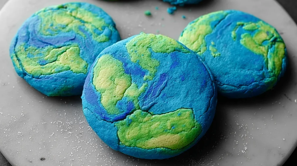 Earth-inspired cookies, blue and green