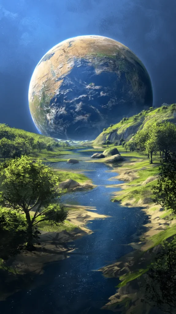 planet Earth scene, water, forrest