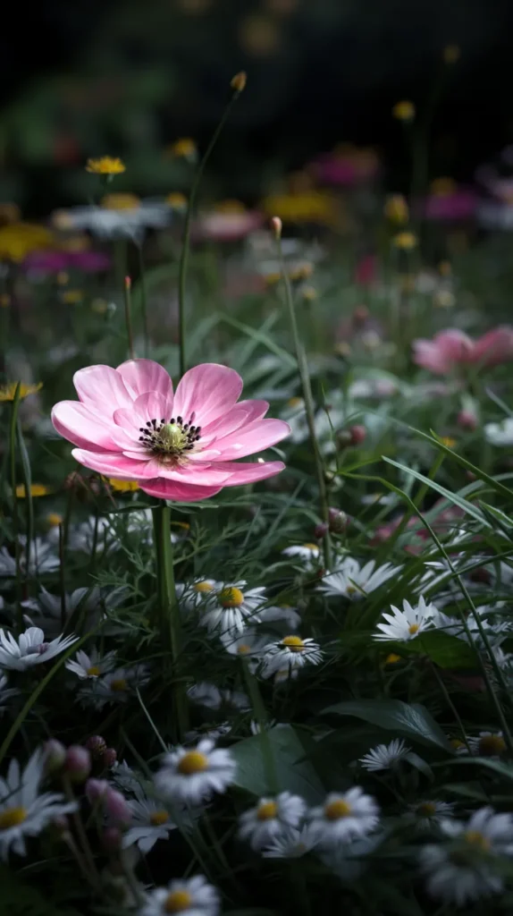 pink flower in a field