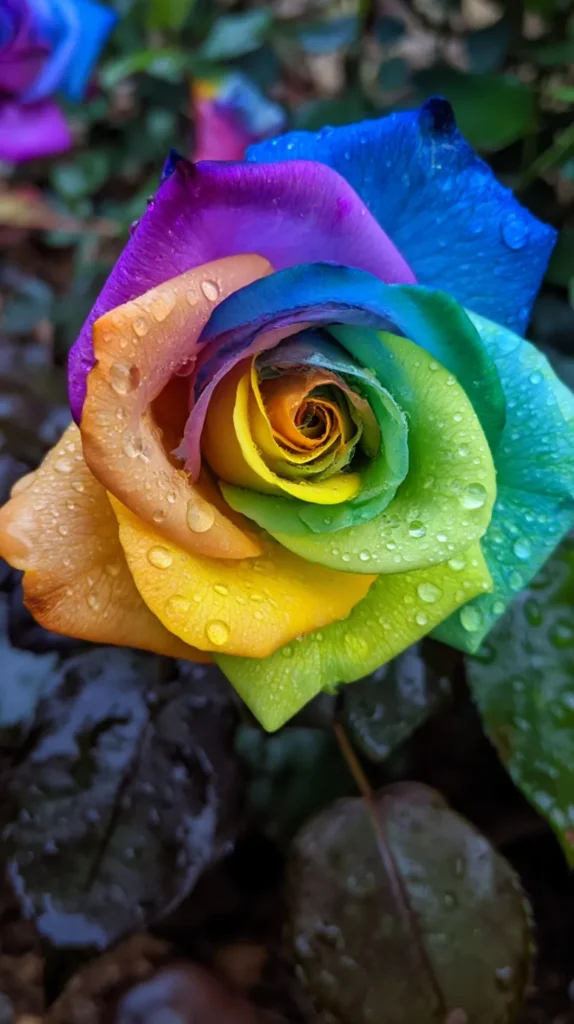 close-up rainbow rose