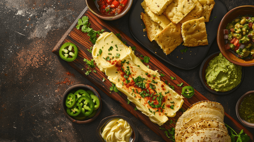 Create a fiery butter by adding chipotle or cayenne pepper. Serve with cornbread, tortillas, or jalapeño cheddar bread. Sides can include guacamole, salsa, and sliced jalapeños for those who enjoy an extra kick.