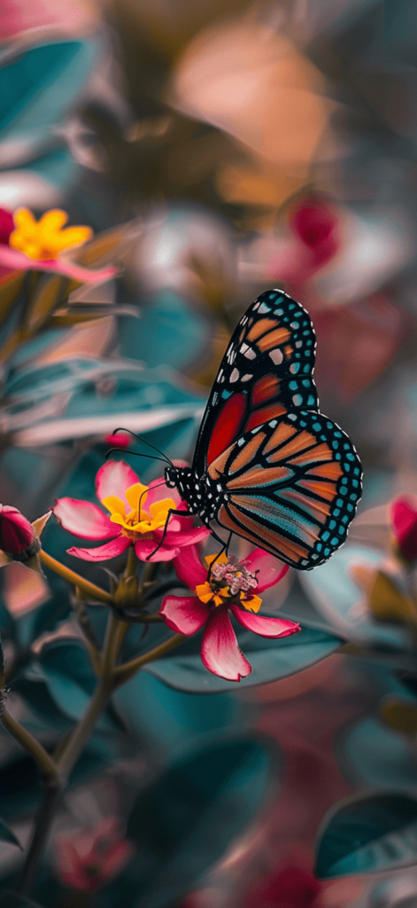 Butterfly on Flower: A close-up of a colorful butterfly perched on a blooming flower, showcasing the intricate details of nature.