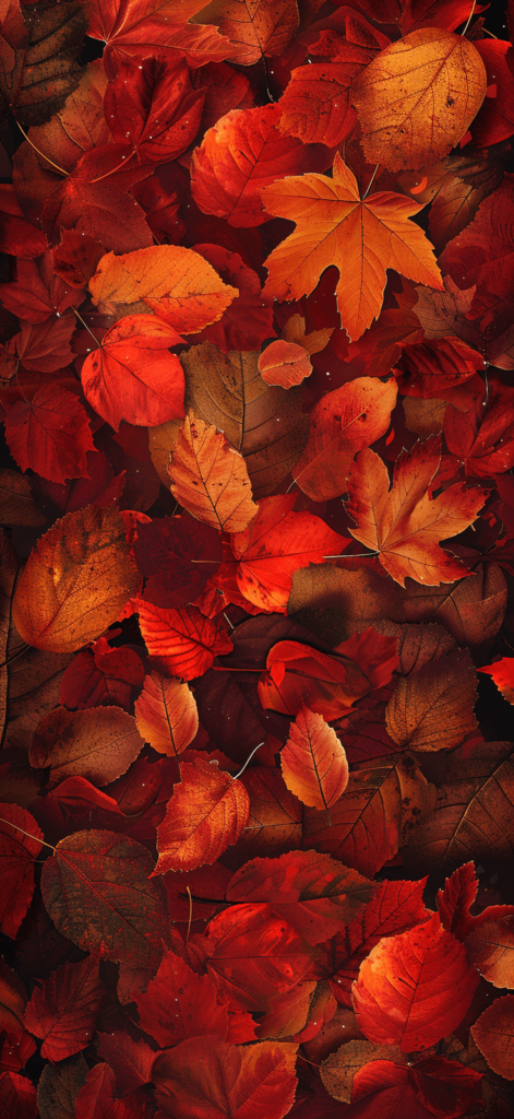 Autumn Leaves: A wallpaper featuring the vibrant reds and oranges of autumn leaves, reminding us of the Earth's natural cycles.