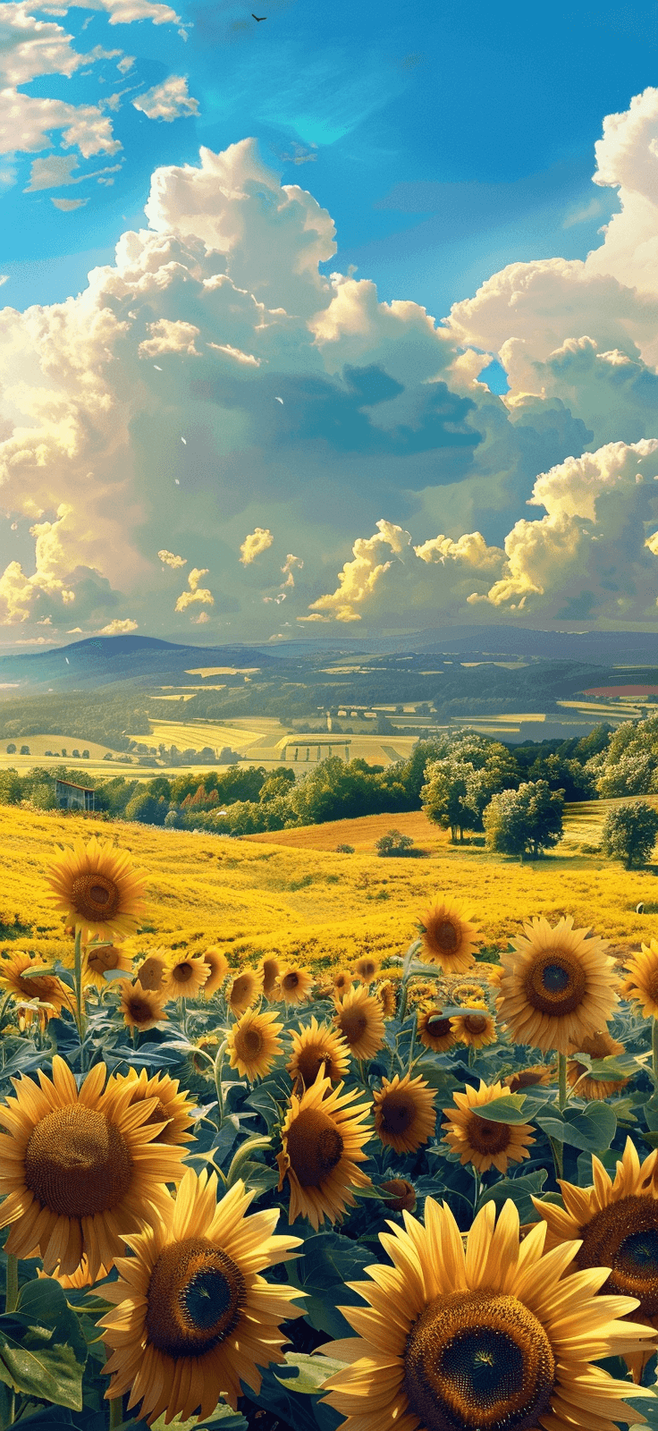 open sunflower field