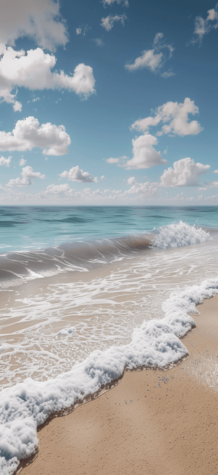 waves crashing on the shoreline of a pretty beach