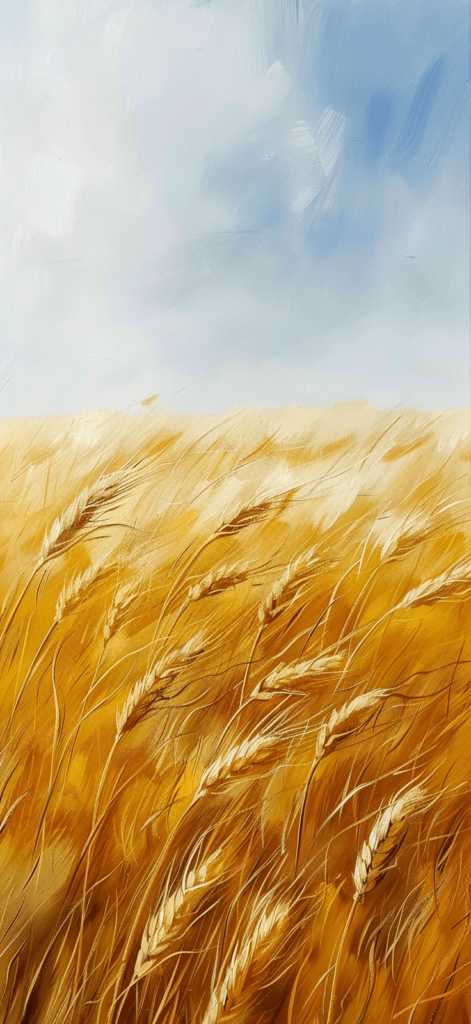 Wheat Field in Breeze: A gentle breeze swaying a field of golden wheat, capturing the Earth's nurturing and sustaining qualities.